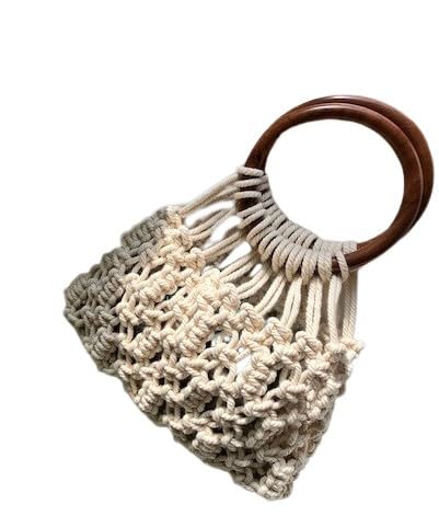 brown handle macrame hand bag for party, gift purpose for women